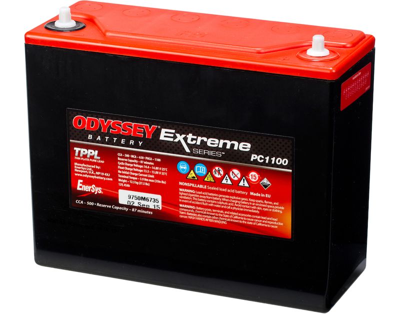 ODYSSEY AGM Batteri 12V 45AH 500CCA (250x97x206mm) +høyre