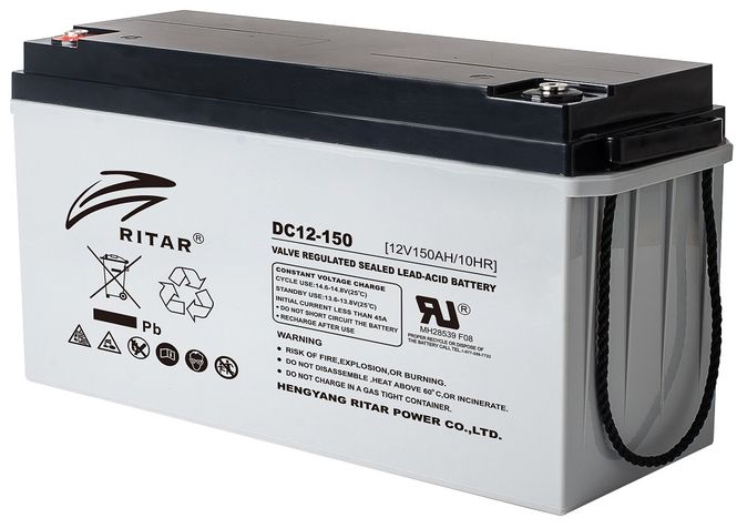 Hovedbilde RITAR AGM Deep Cycle Batteri 12V 150AH (483x170x241mm) +venstre 