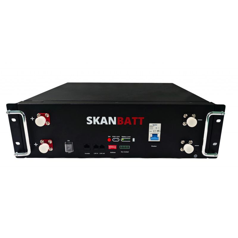 SKANBATT Lithium 3U Rackbatteri 51,2V 100Ah - 5,12kWh - LiFePO4 - HEAT - OTA