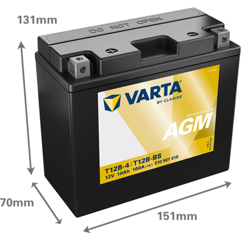  VARTA YT12B-BS AGM MC Batteri 12V 12AH 215CCA (151x70x131mm) +v