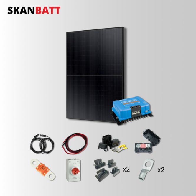Hovedbilde SKANBATT Solcellepakke - 48V / 1230W (3x410W solcellepanel) / Victron MPPT 35A