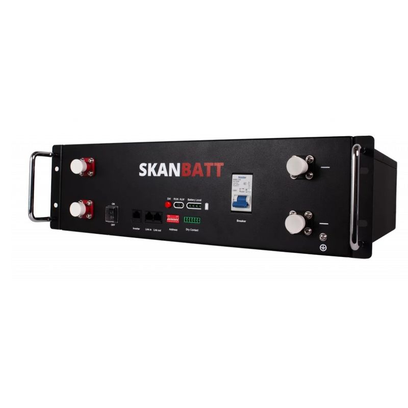 SKANBATT Lithium 3U Rackbatteri 51,2V 100Ah - 5,12kWh - LiFePO4 - OTA