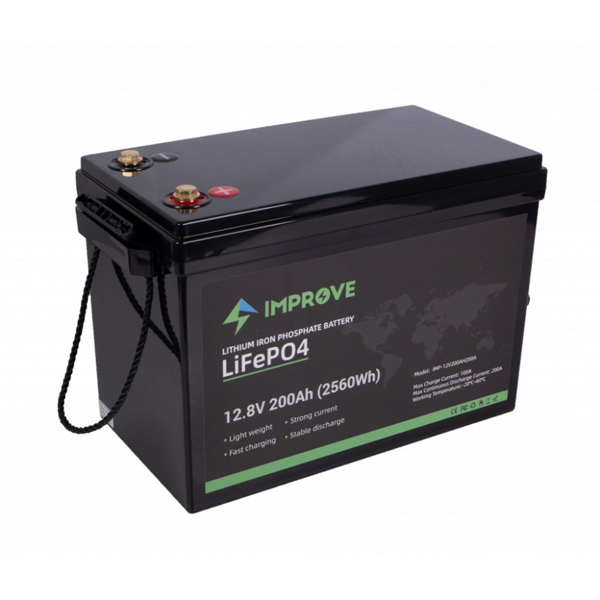 IMPROVE Lithium Batteri 12V 200Ah (LiFePO4) BMS 200A