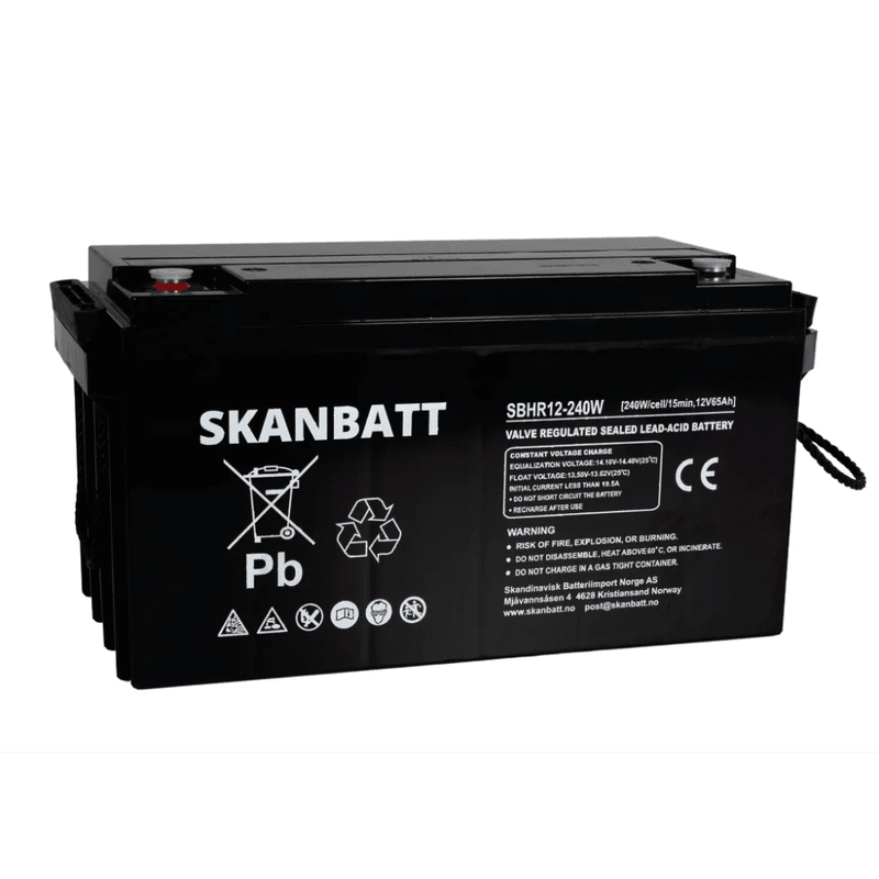 RITAR High Rate AGM Batteri 12V 65AH (350x167x182mm) M6
