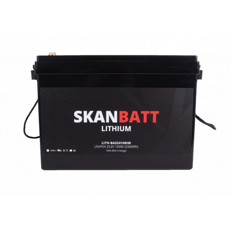 SKANBATT Lithium Batteri 24V 100Ah (LiFePO4) BMS 100A