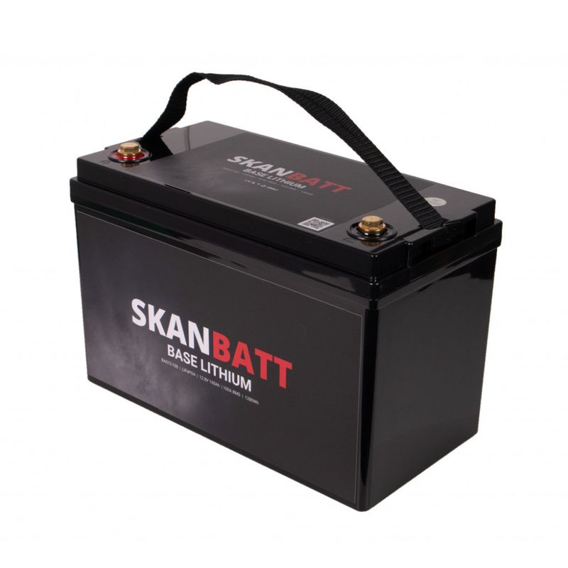 SKANBATT Base Lithium - 12V 100Ah 100A BMS - 326x173x215mm - 3 Års garanti