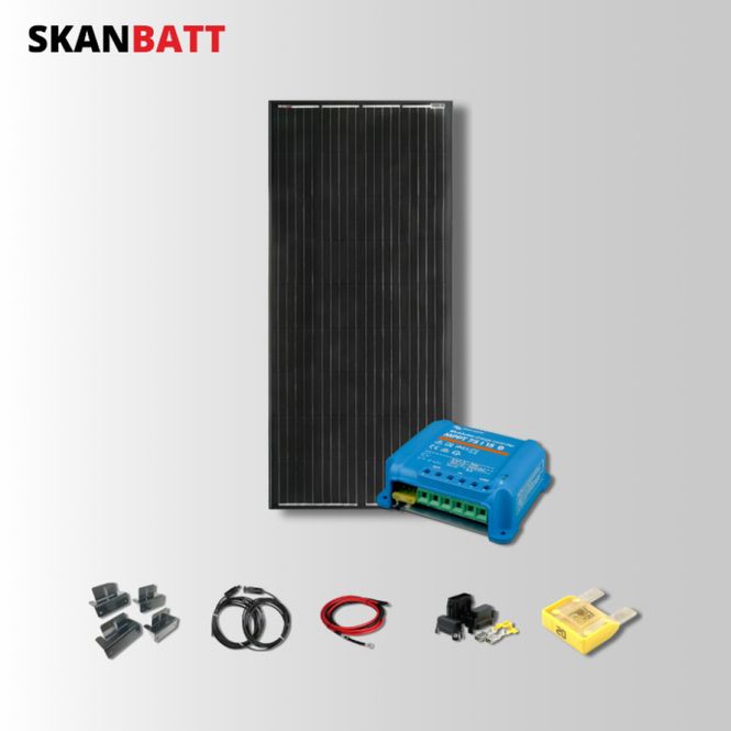 Hovedbilde SKANBATT Solcellepakke - 12V / 200W Rammepanel / Victron MPPT 15A