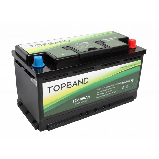 Hovedbilde TOPBAND Lithium HEAT PRO - 12V 100AH - 100A BMS - BOBIL - Bluetooth og Varme (TOP-HEAT-RV)