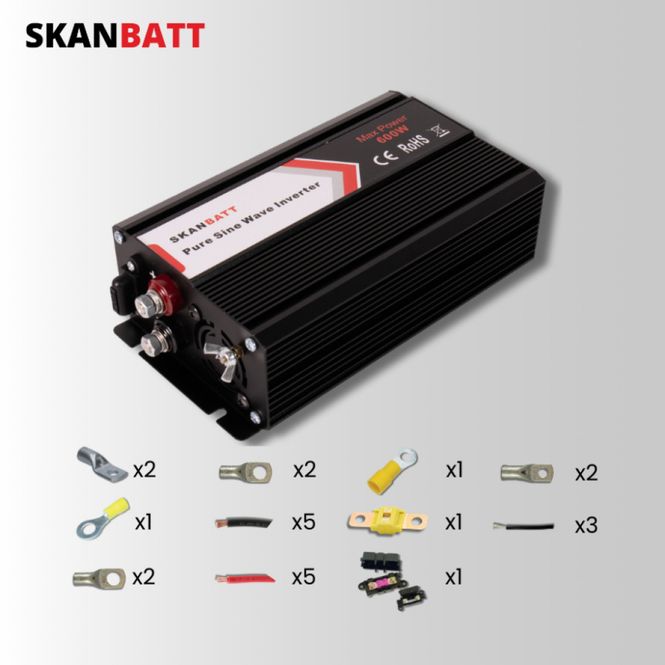Hovedbilde Inverter Strømpakke liten (600w) komplett m/kit 1,9m kabel