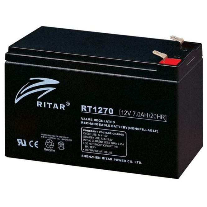 Hovedbilde RITAR AGM Batteri 12V 7AH (151x65x94mm) F2 - 10års design