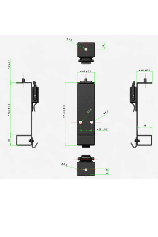 Rackfester for Skanbatt PRE48-100 3U (1sett)