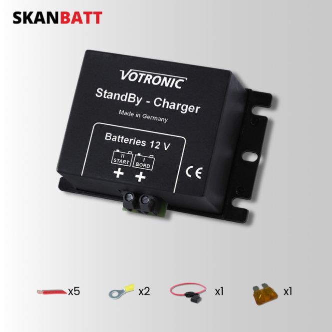 Hovedbilde SKANBATT Pakke - Lading av startbatteriet via Victron solcelleregulator (<3A)