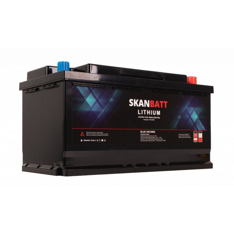 SKANBATT Lithium Batteri 12V 180Ah 150A BMS - Bluetooth - Bobil