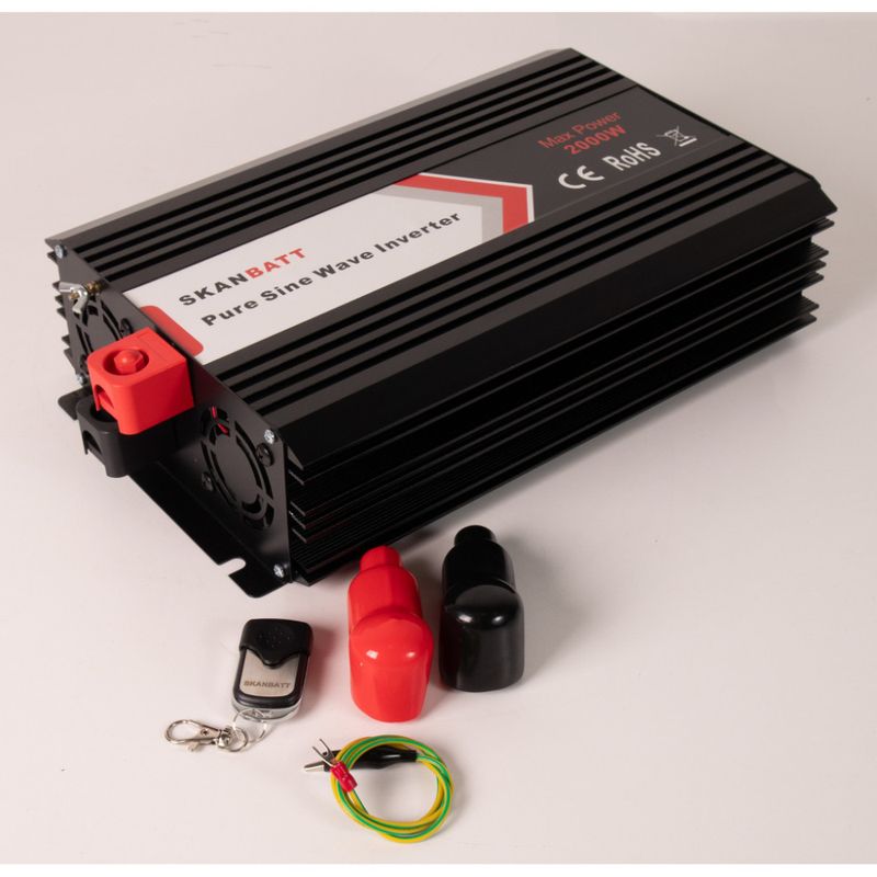 SKANBATT Inverter 12V 2000W Ren Sinus m/Trådløs