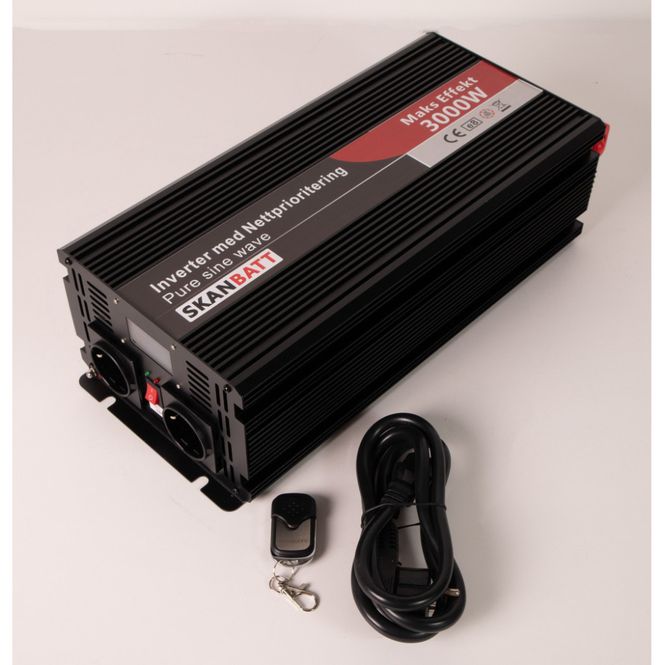 Hovedbilde SKANBATT Inverter 12V 3000W Ren Sinus med Nettprioritering