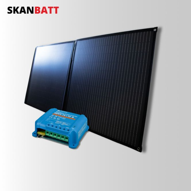 Hovedbilde SKANBATT Solcellepakke - 120W Sammenleggbart / Victron 10A MPPT