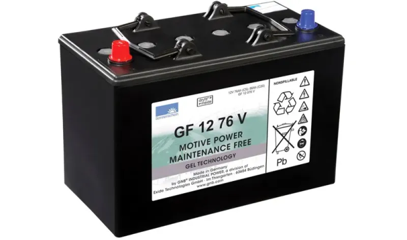 SONNENSCHEIN GEL Batteri 12V 76AH (330x171x235,5mm) +venstre